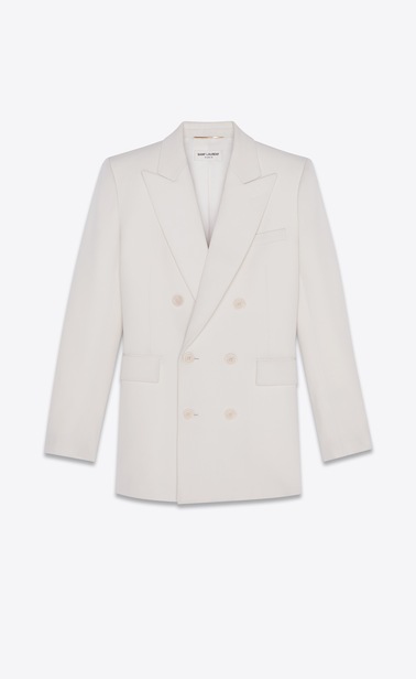 Crossed-closing blazer in Saint Laurent grain de poudre
